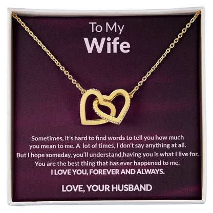 To My Wife Interlocking Heart Necklace Anniversary Gift For Wife Christmas Gift For Wife Interlocking Hearts Necklace