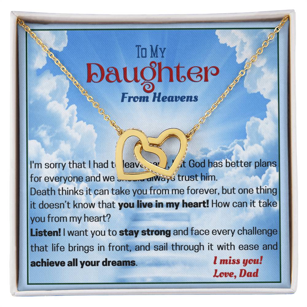 Dad Remembrance Necklace For Daughter - Dad Memorial Gift Interlocking Hearts Necklace