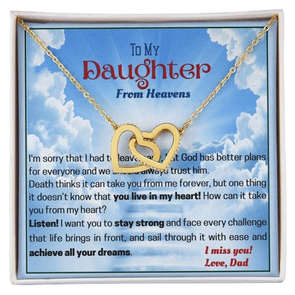 Dad Remembrance Necklace For Daughter - Dad Memorial Gift Interlocking Hearts Necklace