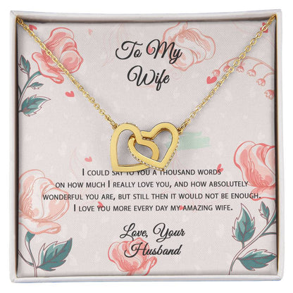 To My Wife Interlocking Hearts Necklace