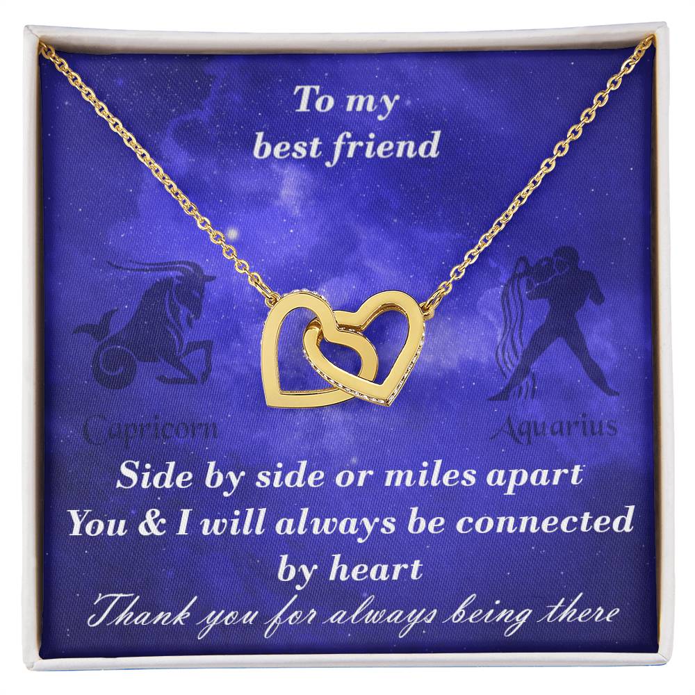 Capricorn To Aquarius Best Friend Interlocked Hearts Necklace Interlocking Hearts Necklace