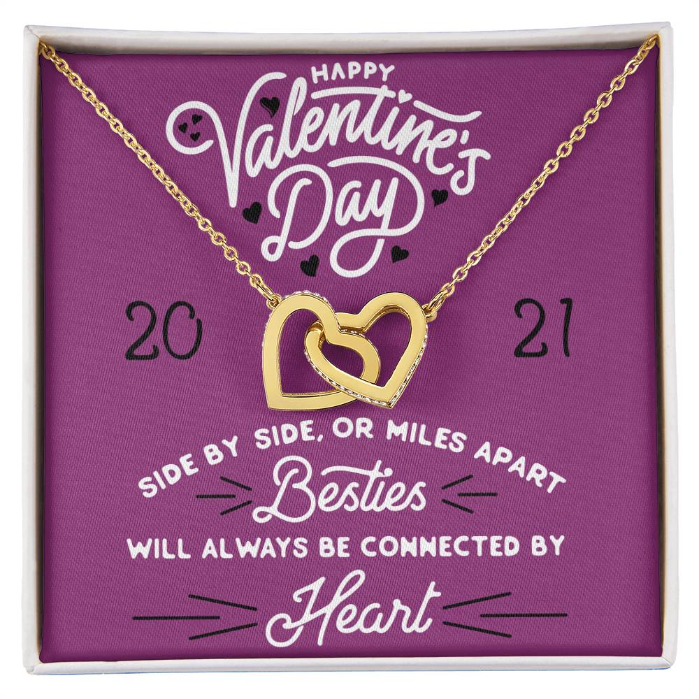Besties Will Always Be Connected By Heart Interlocking Hearts Necklace