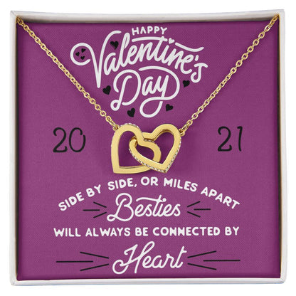 Besties Will Always Be Connected By Heart Interlocking Hearts Necklace