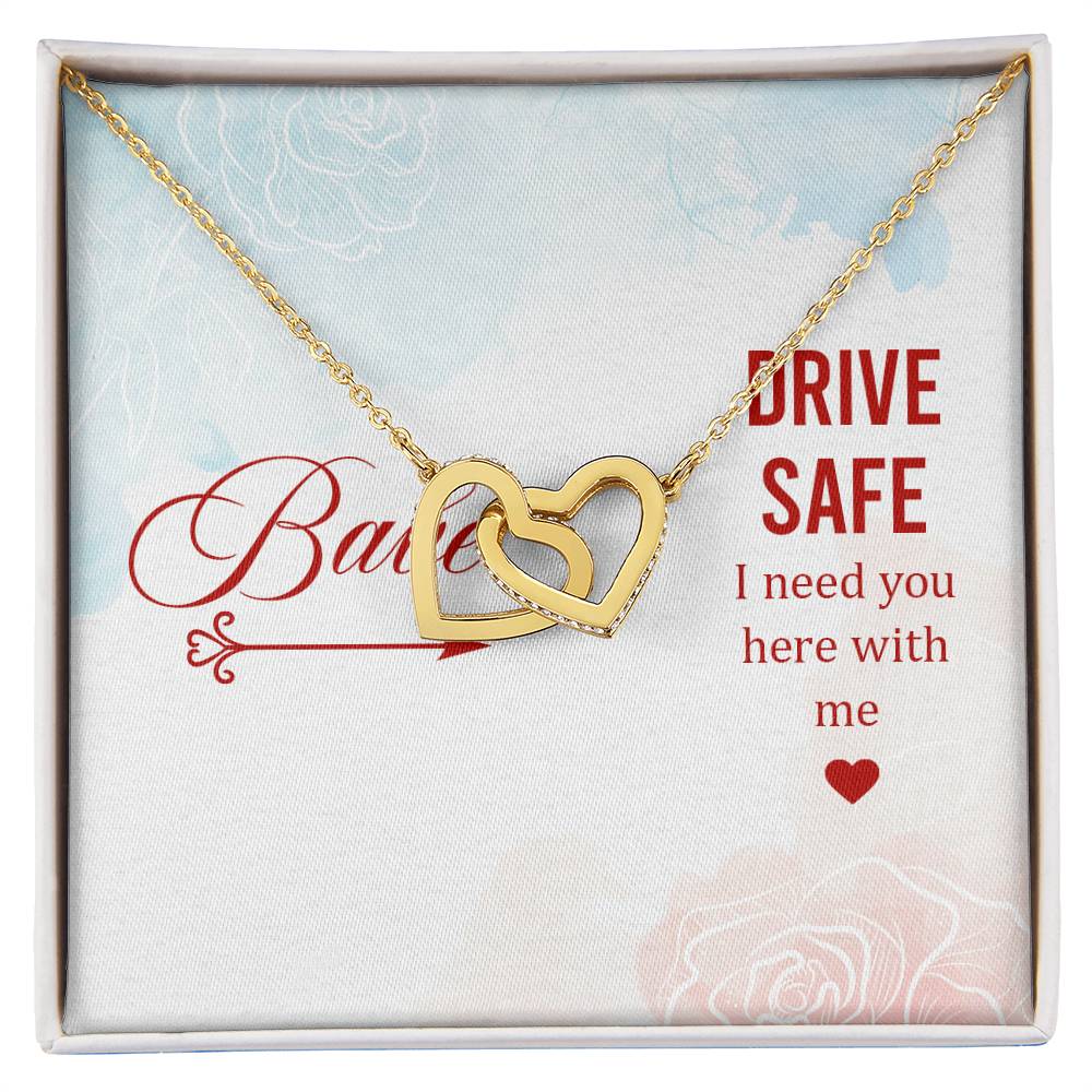 Babe - Drive Safe I Need You Here With Me - Interlocking Heart Necklace Interlocking Hearts Necklace