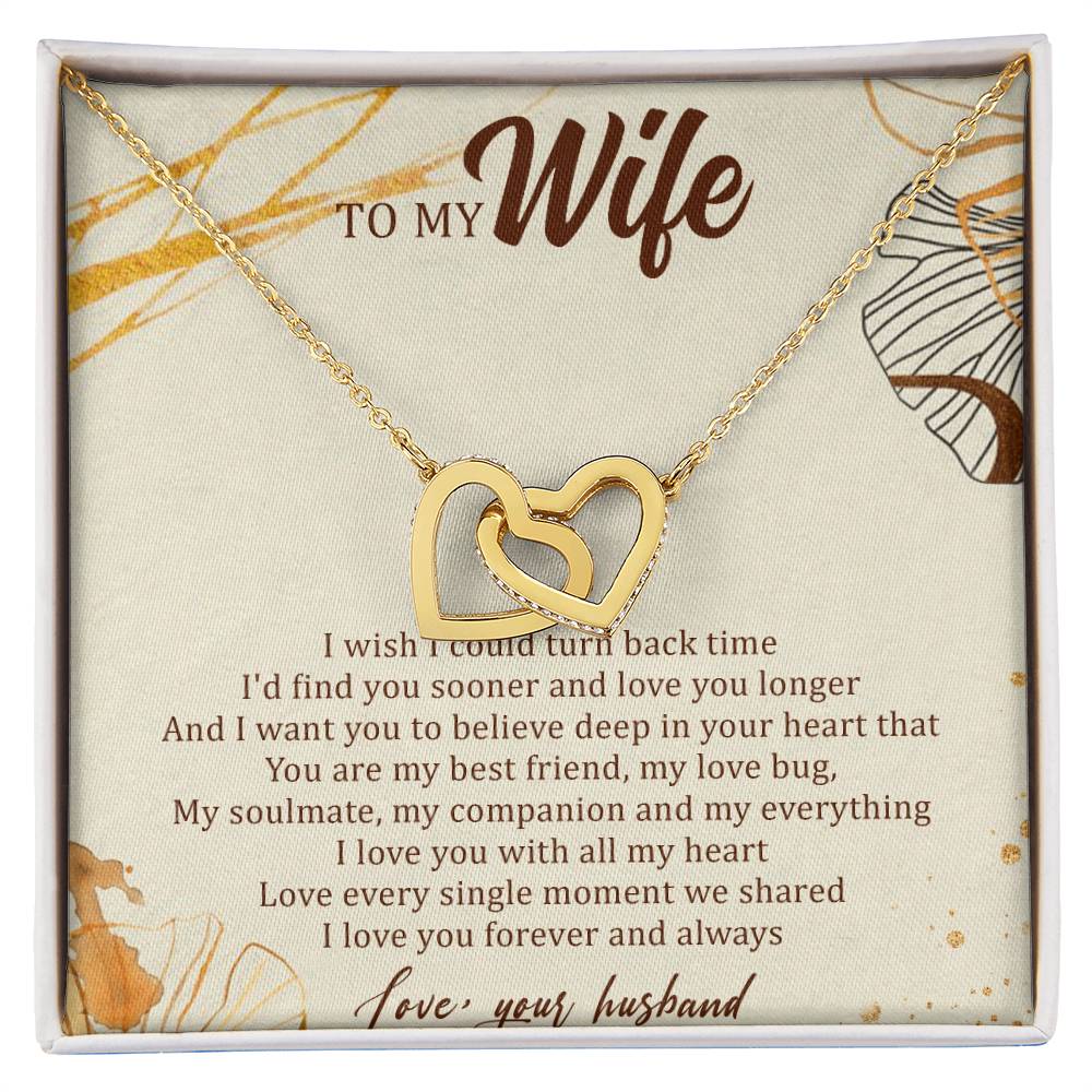 To My Wife Interlocking Hearts Necklace Message Card