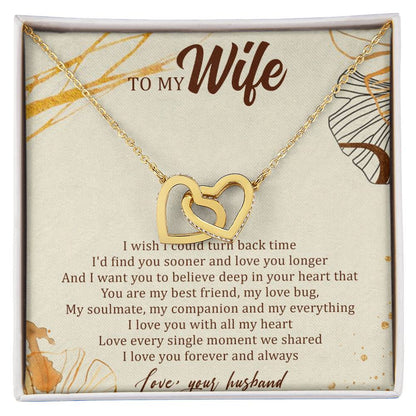 To My Wife Interlocking Hearts Necklace Message Card