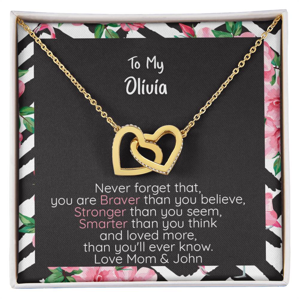 Daughter Conneced Hearts Braver Interlocking Hearts Necklace