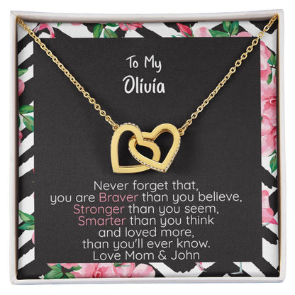 Daughter Conneced Hearts Braver Interlocking Hearts Necklace