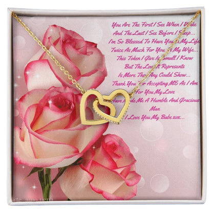 You Are The First I See When I Wake. Interlocking Hearts Necklace