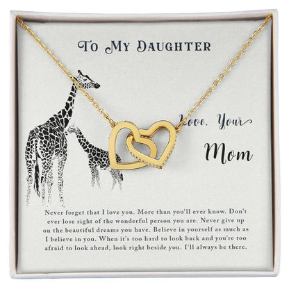 For Daughter - Never Forget That I Love You - Interlocking Hearts Necklace