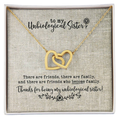 Unbiological Sister Necklace Interlocking Hearts Necklace