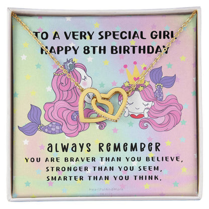 8Th Birthday Gift 8Th Birthday Necklace Gift Happy 8Th Birthday Gift Gift For 8 Year Birthday Girl Interlocking Hearts Necklace