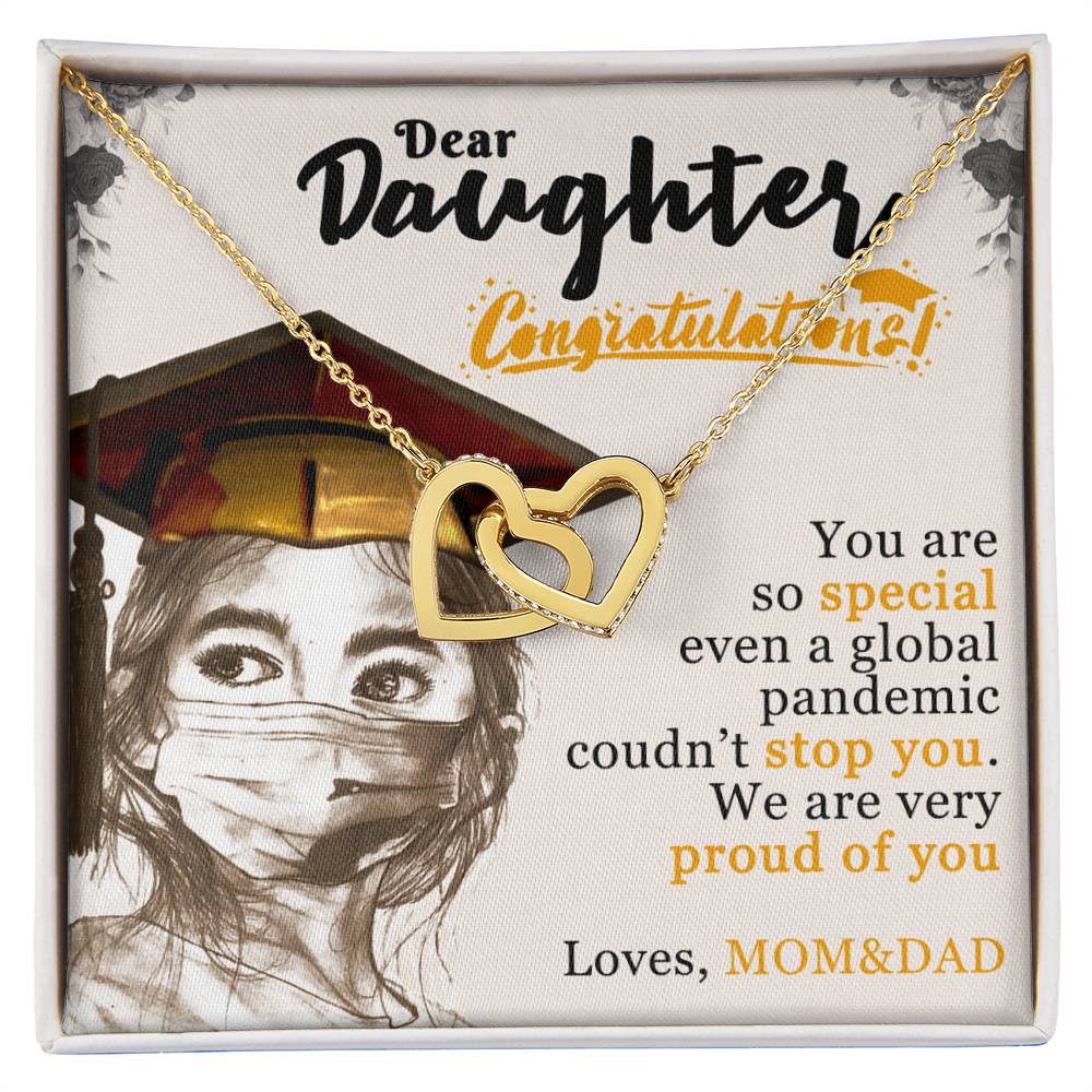 Dear Daughter! Loves Mom&Dad Interlocking Hearts Necklace