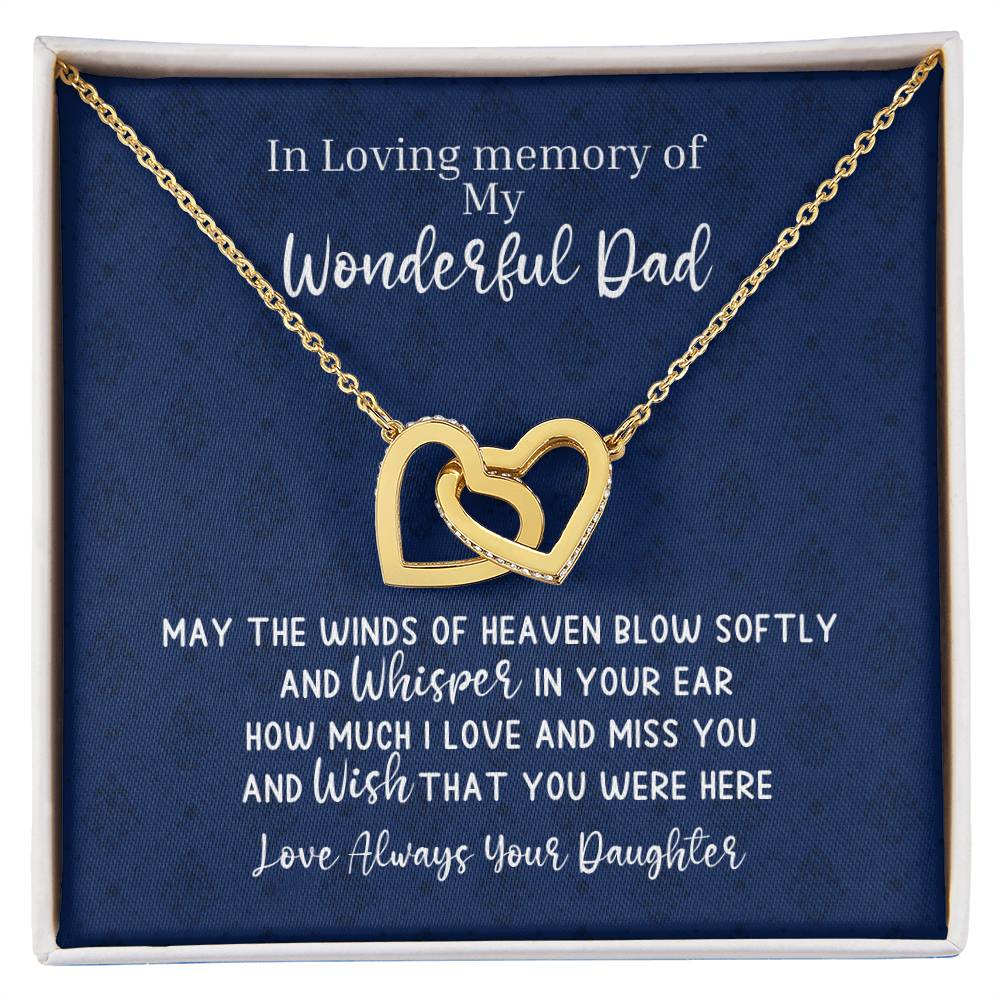 Dad Remembrance - 2 Hearts Necklace - Love Daughter Interlocking Hearts Necklace