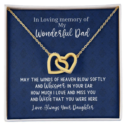 Dad Remembrance - 2 Hearts Necklace - Love Daughter Interlocking Hearts Necklace