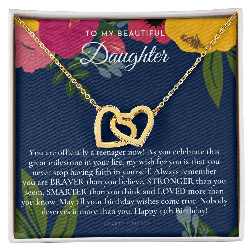 Gift For 13 Year Old Girl Gifts 13Th Birthday Girl 13Th Birthday Gift Thirteenth Birthday Necklace Teen Birthday Gift Official Teenager Interlocking Hearts Necklace