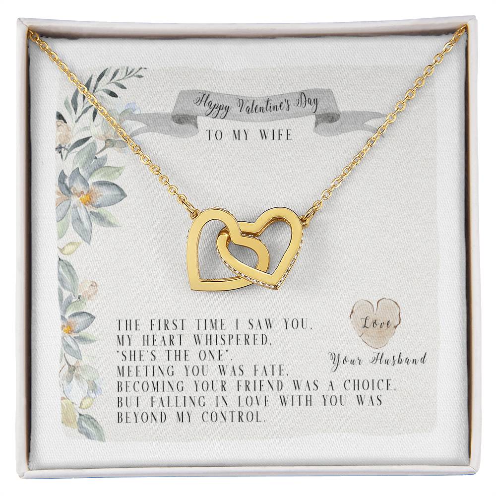 To My Wife-You Are The One-Two Hearts Necklace Interlocking Hearts Necklace