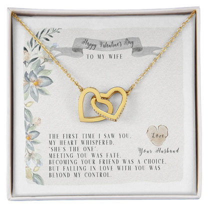 To My Wife-You Are The One-Two Hearts Necklace Interlocking Hearts Necklace