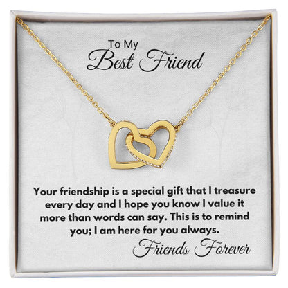 Friendship Special Gift That I Treasure Interlocking Hearts Necklace