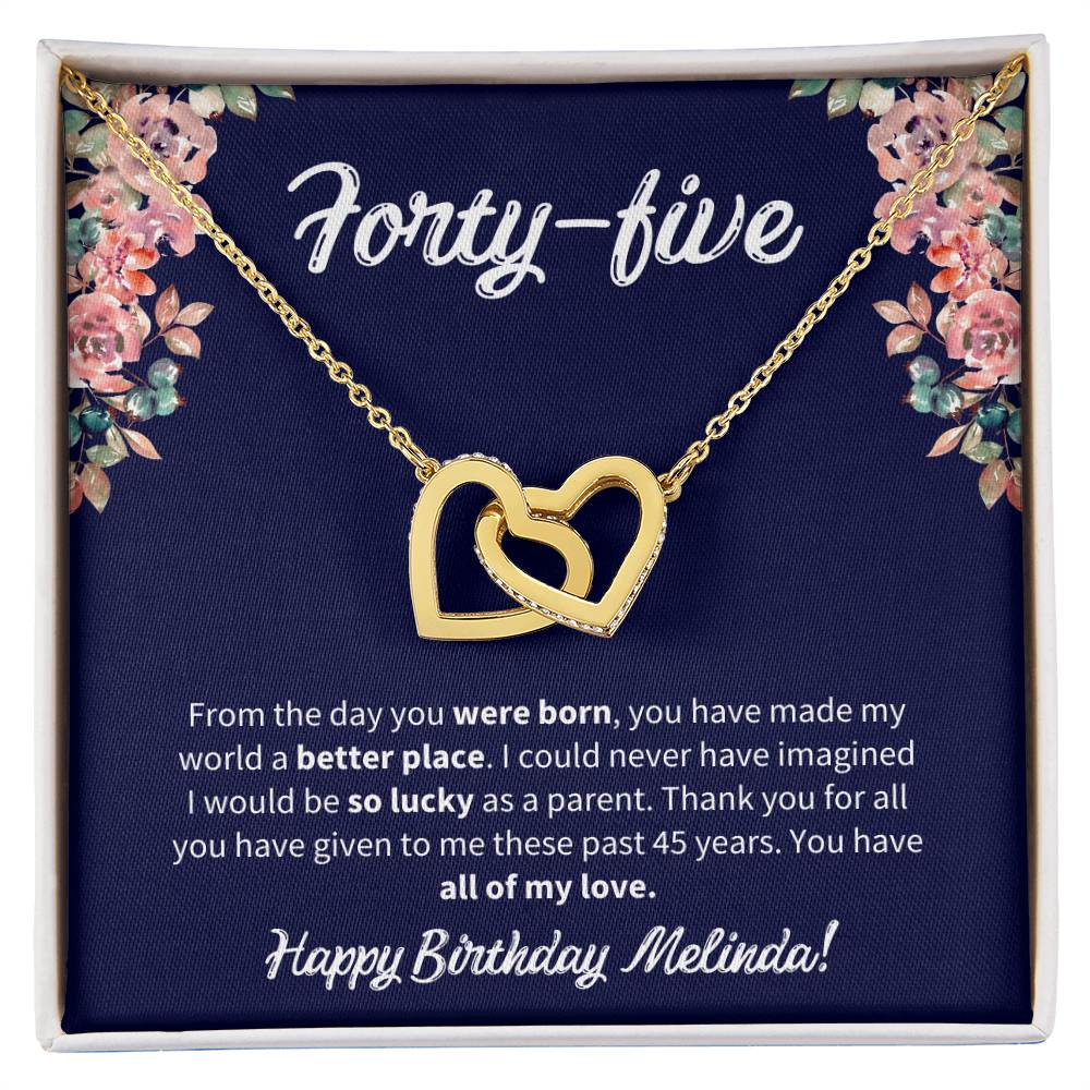Forty-Five Birthday All Of My Love Interlocked Hearts Necklace Interlocking Hearts Necklace