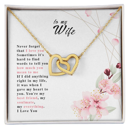 To My Wife Interlocking Hearts Necklace