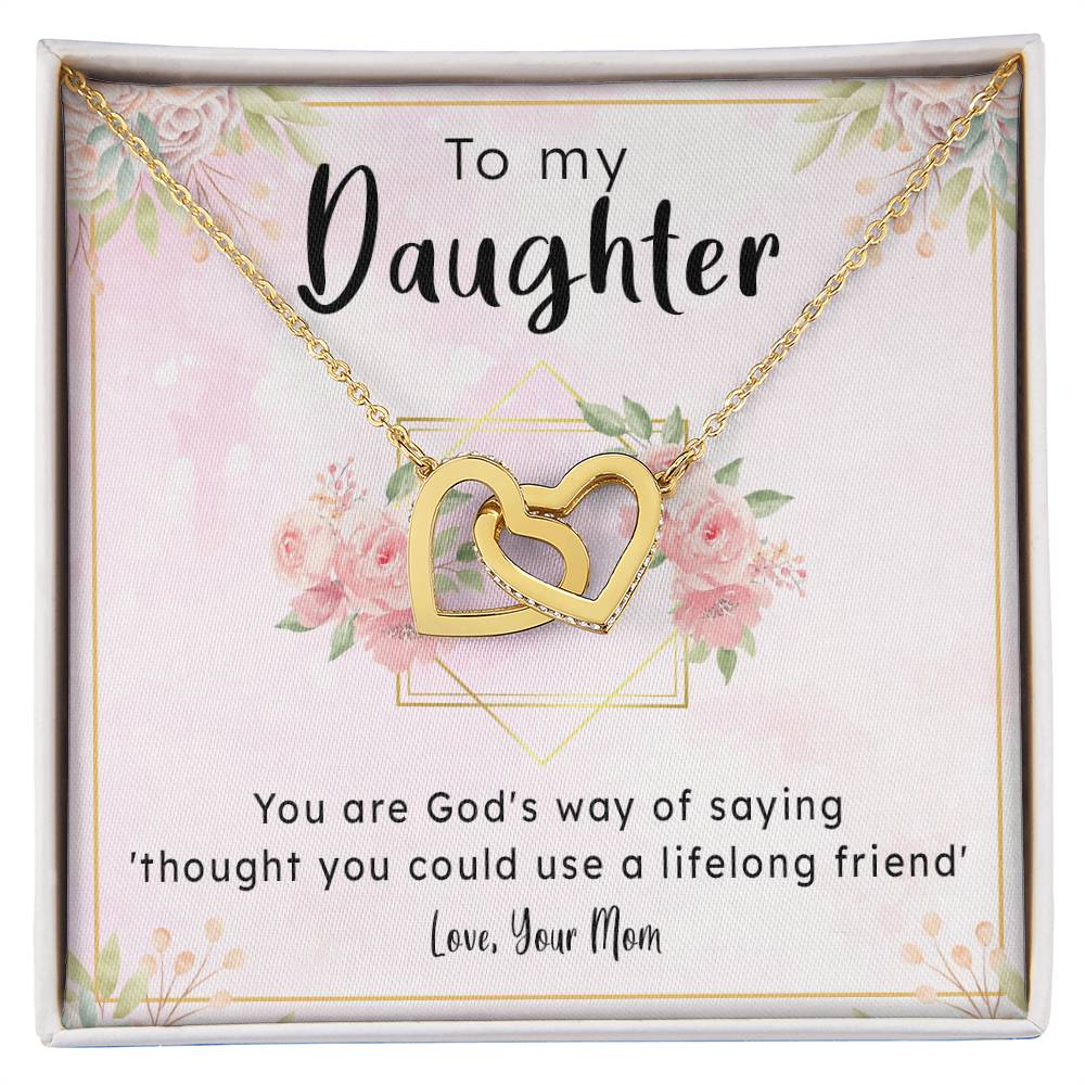 Gift For Daughter From Mom - Lifelong Friend Interlocking Hearts Necklace