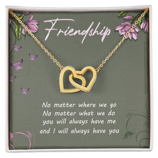 Friendship Interlocking Hearts Necklace Message Card