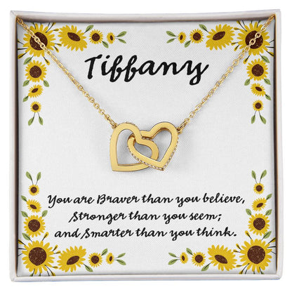 You Are Braver Than You Believe Interlocking Hearts Necklace
