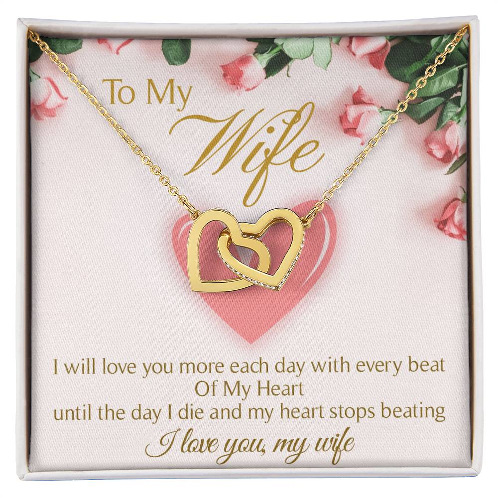 To My Wife Interlocking Hearts Necklace Message Card