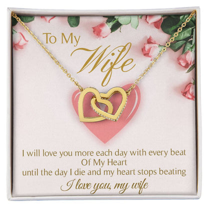 To My Wife Interlocking Hearts Necklace Message Card
