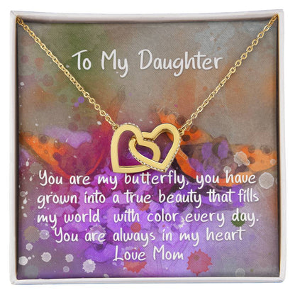 Daughter Butterfly - Hearts Necklace Interlocking Hearts Necklace