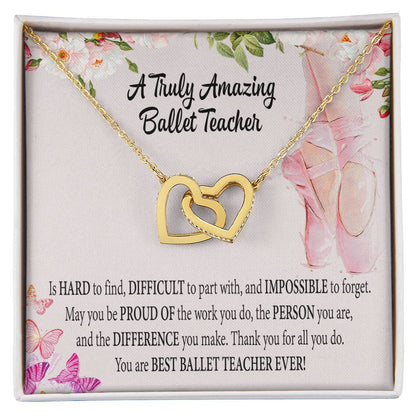 Ballet Teacher Interlocking Hearts Necklace