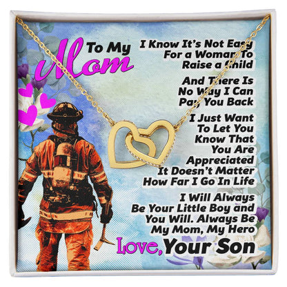 Firefighter'S Mom - Interlocking Heart Necklace Interlocking Hearts Necklace