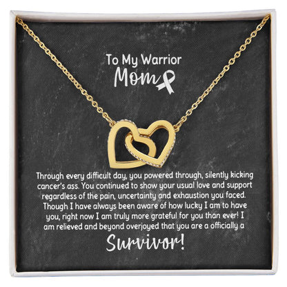 Warrior Mom Survivor Necklace Interlocking Hearts Necklace