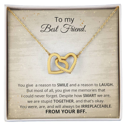 Best Friend - Reason To Smile Necklace Interlocking Hearts Necklace