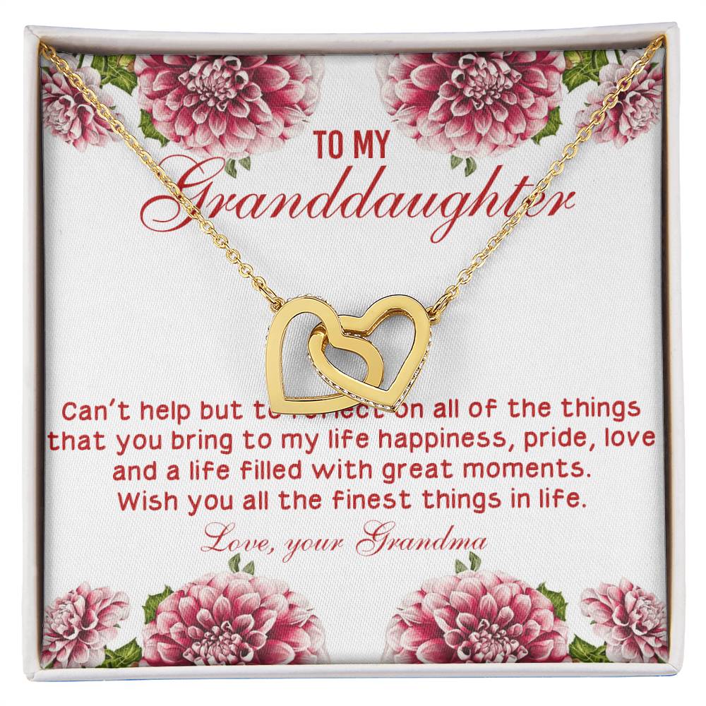 Wish You All The Finest Things In Life - Best Gift For Granddaughter Interlocking Hearts Necklace