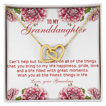 Wish You All The Finest Things In Life - Best Gift For Granddaughter Interlocking Hearts Necklace