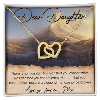 Dear Daughter Interlocking Hearts Necklace Message Card