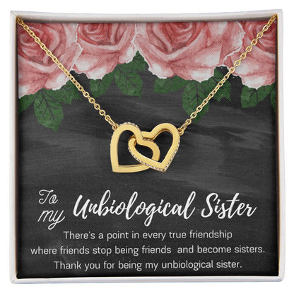 Unbiological Sister Gift Best Friend Necklace Big Little Sorority Soul Sister Bridesmaid Gift Worth It Gift Interlocking Hearts Necklace