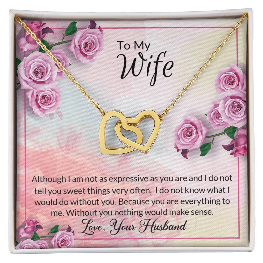 Two Hearts Beat As One Message Card Necklace Interlocking Hearts Necklace