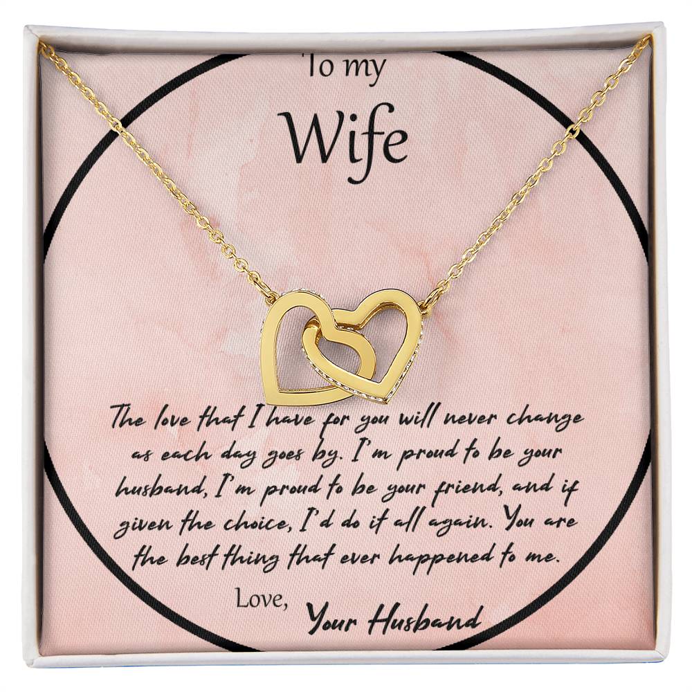 To My Wife The Love That I Have For You - Pink Interlocking Hearts Necklace