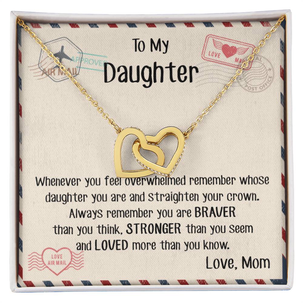 Daughter - Mom Gift Interlocking Hearts Necklace