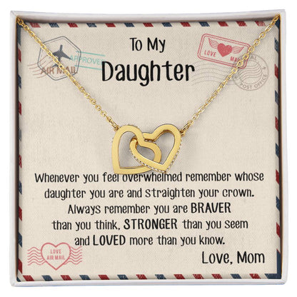 Daughter - Mom Gift Interlocking Hearts Necklace