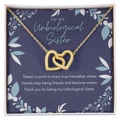 Unbiological Sister Interlocking Hearts Necklace