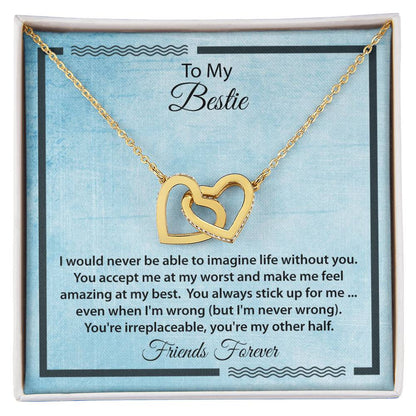 Bestie I Can'T Imagine Life Without You Necklace Interlocking Hearts Necklace