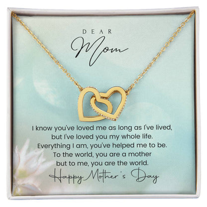 You Are The World Mother'S Day Double Hearts Interlocking Hearts Necklace