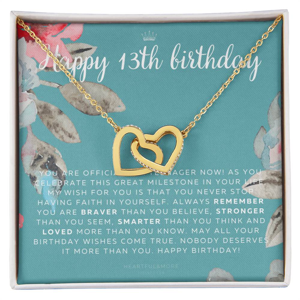 Gift For 13 Year Old Girl Gifts 13Th Birthday Girl 13Th Birthday Gift Thirteenth Birthday Necklace Teen Birthday Gift Official Teenager Interlocking Hearts Necklace