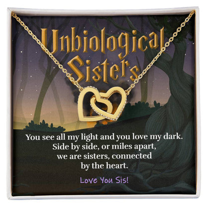 Unbiological Sisters - Always Connected - Necklace Interlocking Hearts Necklace
