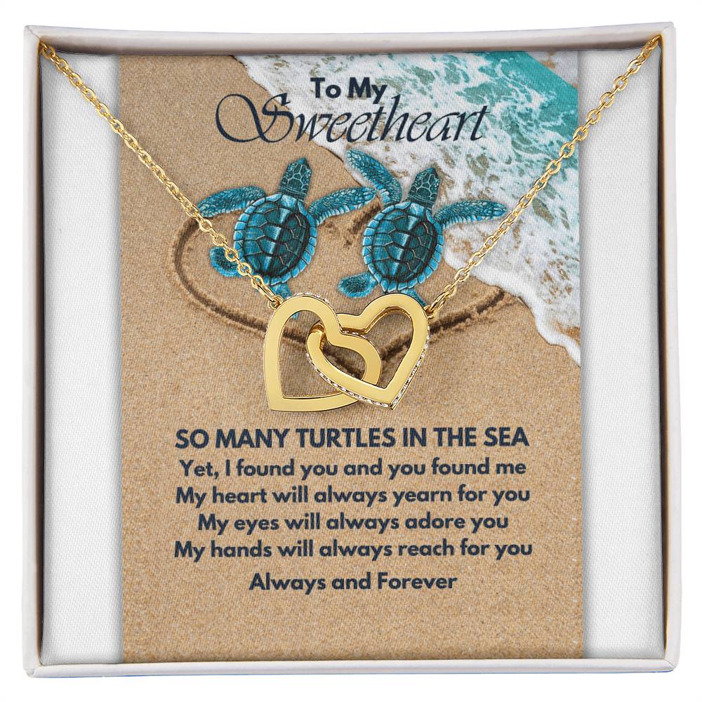 Turtle Love Interlocking Hearts Necklace