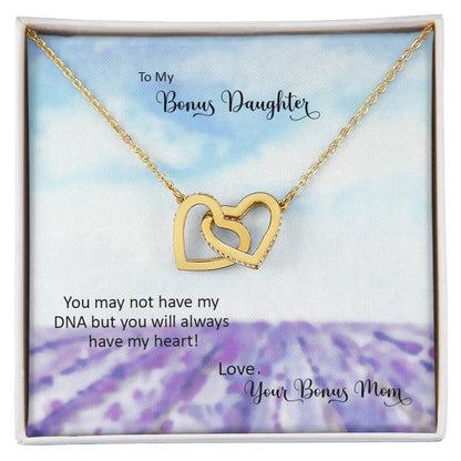 Bonus Daughter From Bonus Mom No Dna But You Have My Heart Interlocking Hearts Necklace